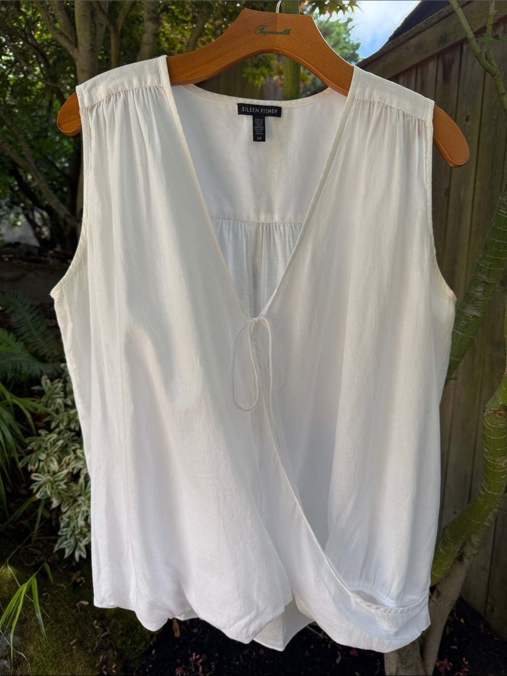 Eileen Fisher Handkerchief Linen Wrap Tank Top Ivory S
